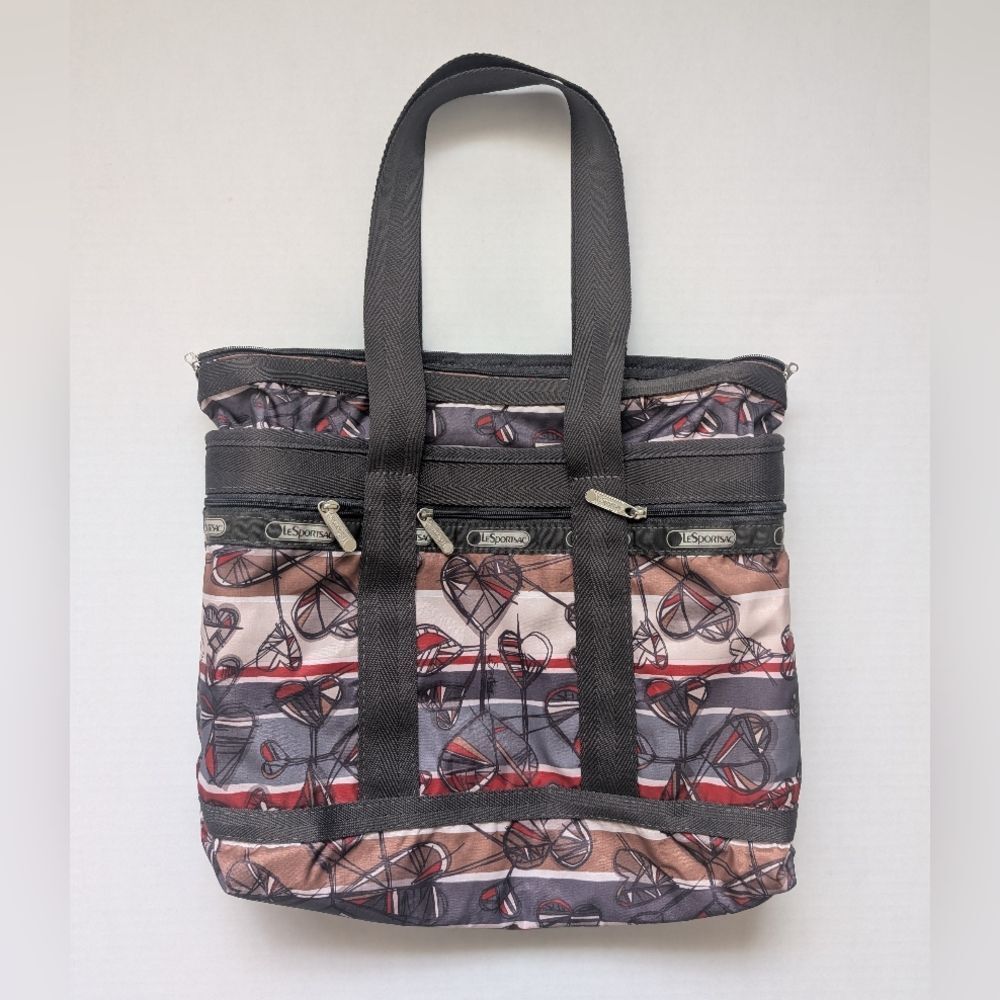 LeSportSac Hearts and Brown Trim Tote Handbag